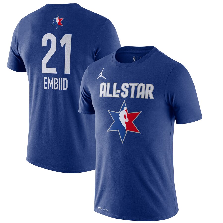 Men Joel Embiid Jordan Brand 2020 NBA AllStar Game Name & Number Player TShirt  Blue